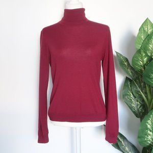 Brooks Brothers Burgundy Merino Wool, Silk, Cashmere Turtle Neck / Sweater M